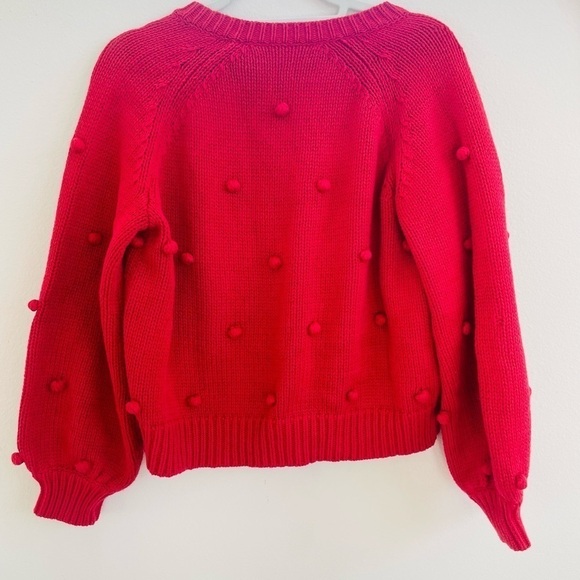 The GREAT. raspberry red Bobble cardigan crewneck sweater M Rare - Picture 7 of 9